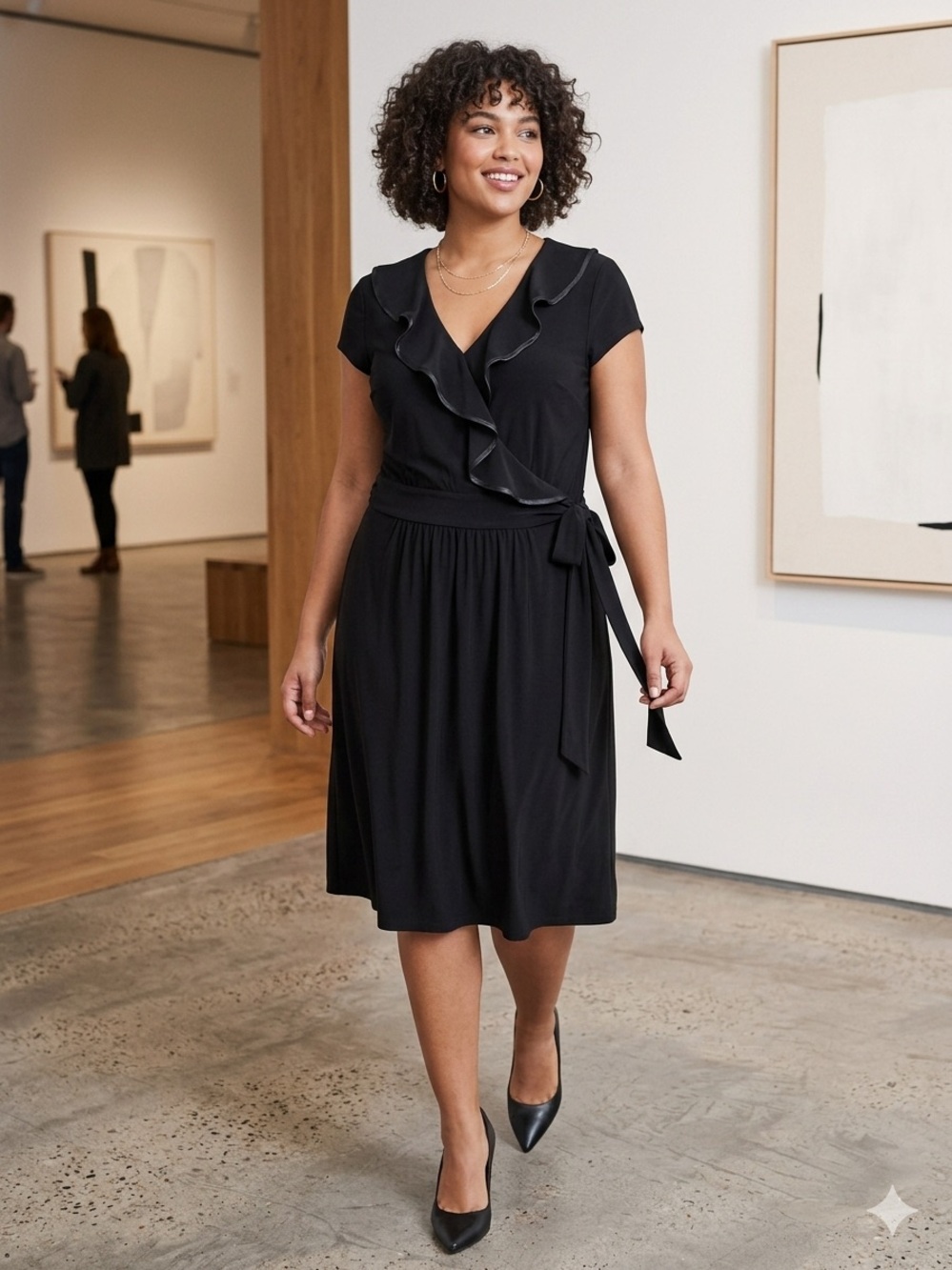 Bisou Bisou Black Wrap-Style Dress